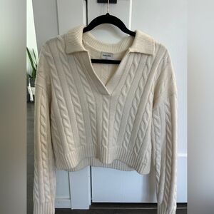 Aritzia Sunday Rest Women's Cream Cable Knit Sweater